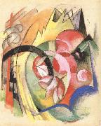 Franz Marc Colorful Flowers (mk34) oil on canvas